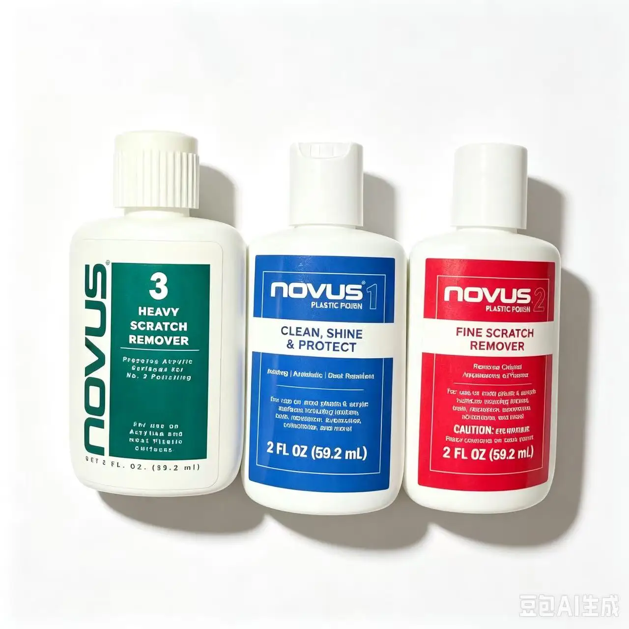 Novus Plastic Polish #1 #2 #3 Set 2oz(59.2ml) Acrylic Plastic Scratch Remover Clean Shine Protect Polishing Kit for Windshield H