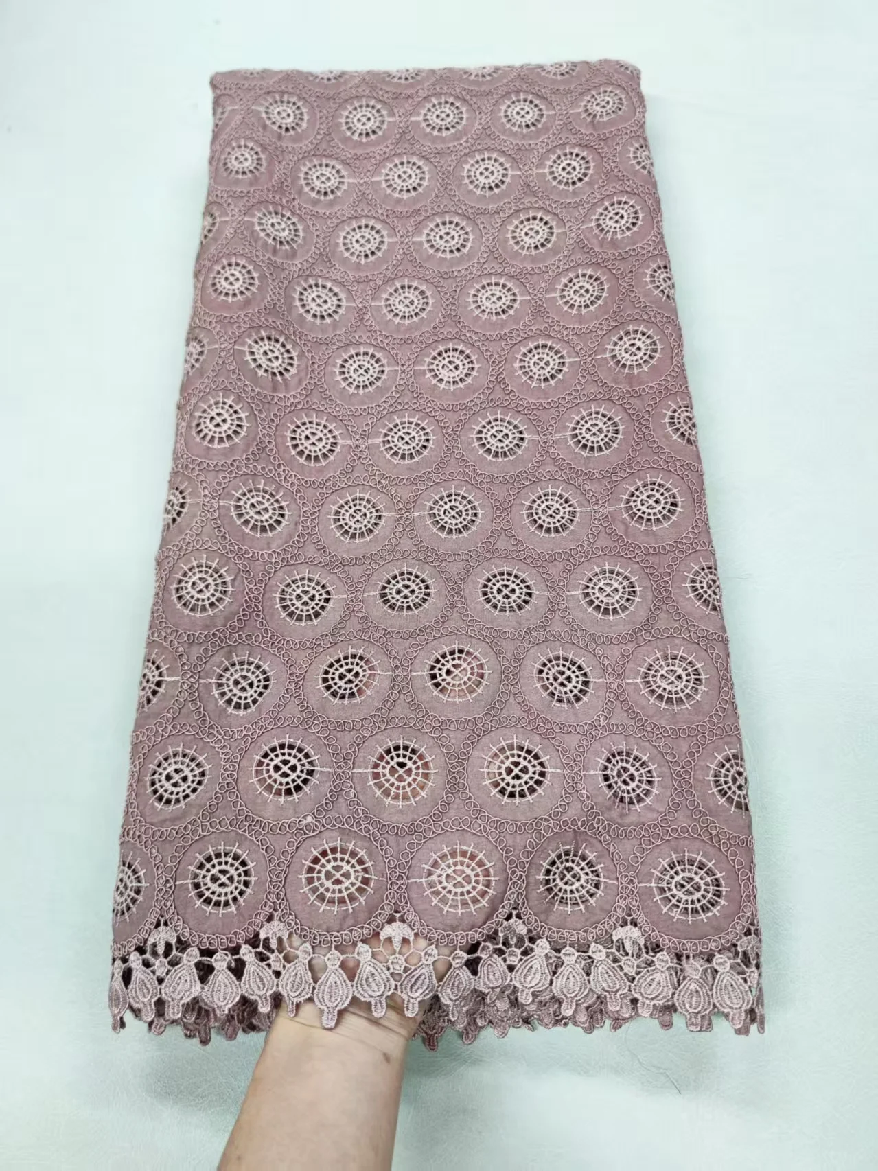2025 High-Quality Africa Nigerian Sequins Cotton Embroidery Lace Fabric Tulle  for Wedding Party Dress Chiffon XL072 5 Yards