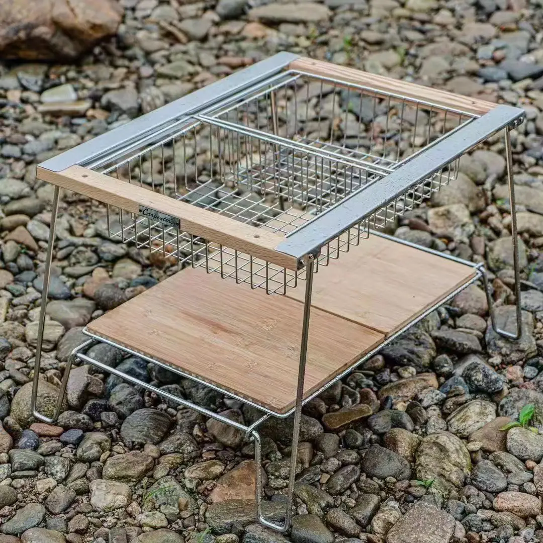 

Outdoor Hiking Camping Stainless Steel Folding Table Set Multi-Functional Picnic Dining Furniture Modern Style Kitchen Tool