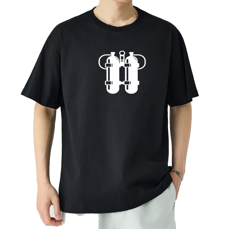 Scuba Diving Twinset Print T Shirt for Men Summer Fashion Diver Man Tees Short Sleeve Scuba Dive Diving Men T-shirts Y2k Tops