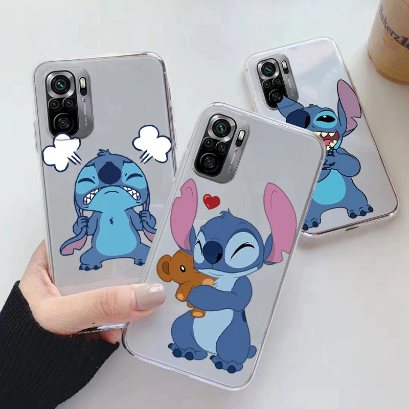 For POCO M5S Back Cover Luxury Transparent Phone Case Lilo & Stitch Lover Cartoon Fundas For POCOM5S M5 S Shell Bags Shockproof