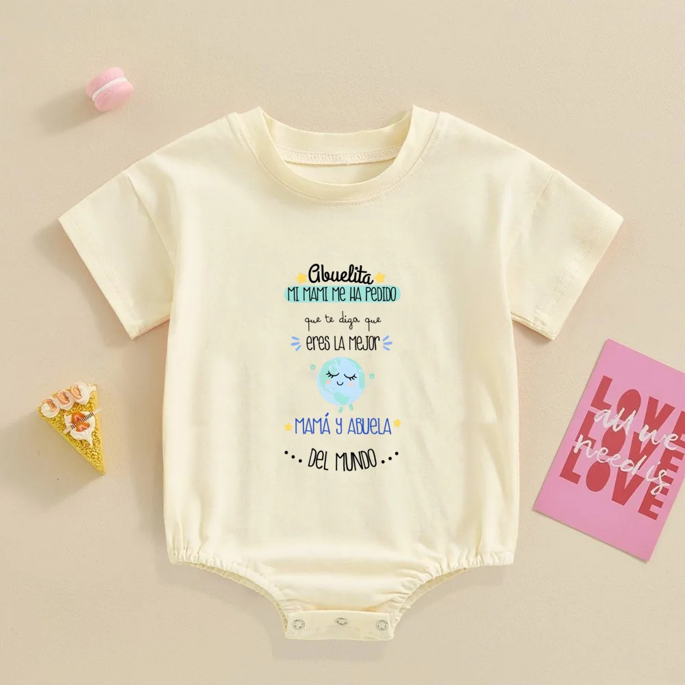 You Are The Best Mother and Grandmother in The World Baby Bubble Romper Short Sleeve Oversize T-shirt Romper Mothers Day Gift