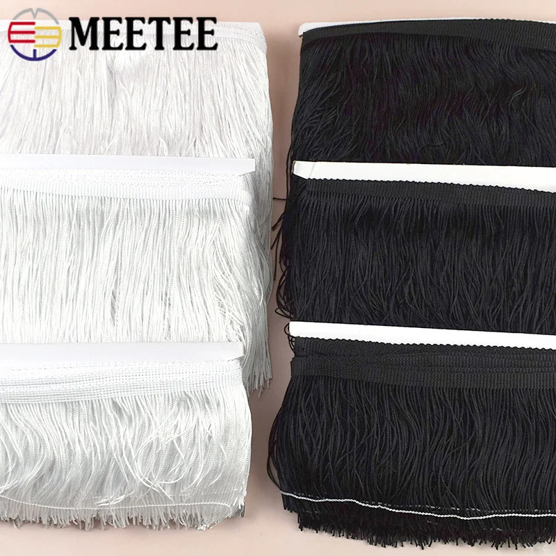 Meetee 2/5Yards Fringe Tassel 10-50cm Black White Polyester Lace Trim DIY Sewing Edging Fringes for Garment Handcraft Supplies