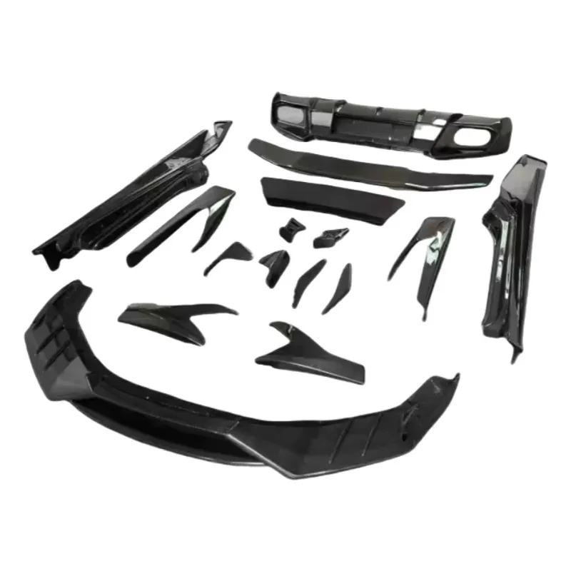 M Style لـ Huracan LP610 طقم هيكل من ألياف الكربون الشفة الأمامية الناشر الخلفي تنورة جانبية ترقية خلفية #2