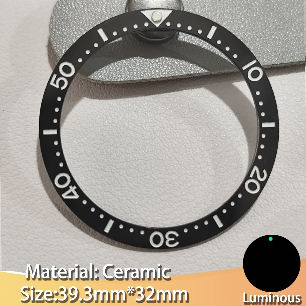 39.3mm Flat Ceramic Bezel Luminous Men's Watch Replacement Watches Accessories Parts Insert Bezels Diving Bezel Ring NH 35