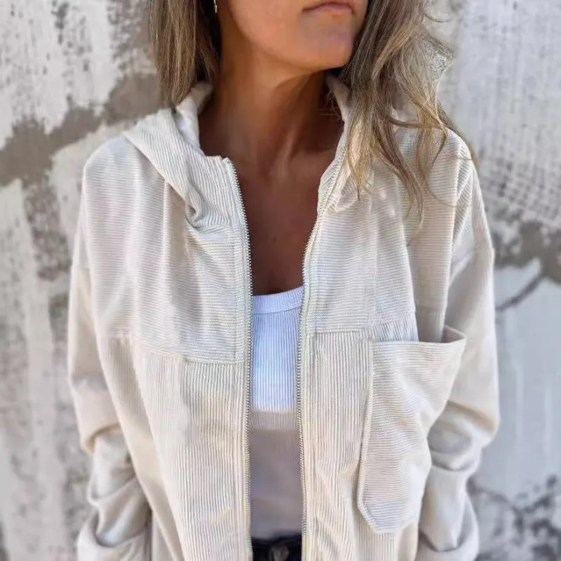 Oversized Women's Hooded Jackets Casual Trendy Long Sleeve Pockets Zip Up Coat Fall Winter Solid Color Harajuku Hoodie Jacket