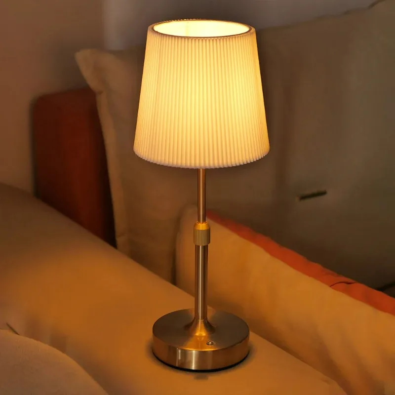 Fabric Desk Lamp Rechargeable Touch Table Lamp Replaceable Mood LightFor Restaurant Hotel Room Bedside Decor Camping Lights