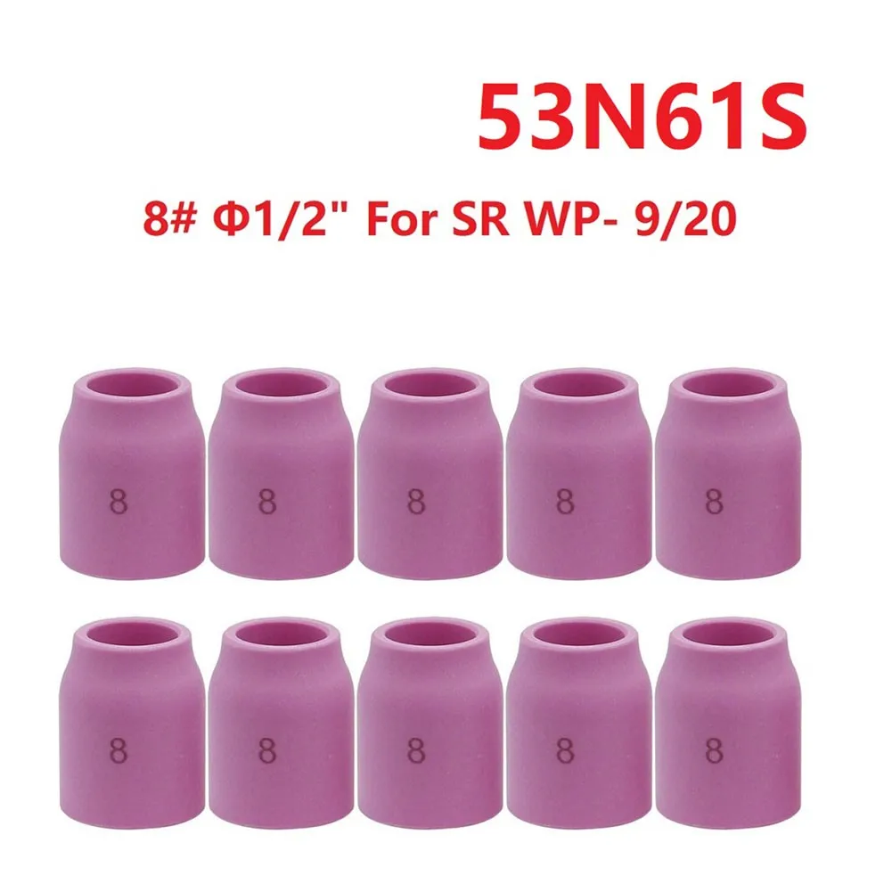 10 Pcs Nozzle Gas Lens Cups 53N61S 1/2\'\' Cups Spare Parts For TIG Welding Torch WP-9/20 WP-17/18/26 Welding Equipment Supplies