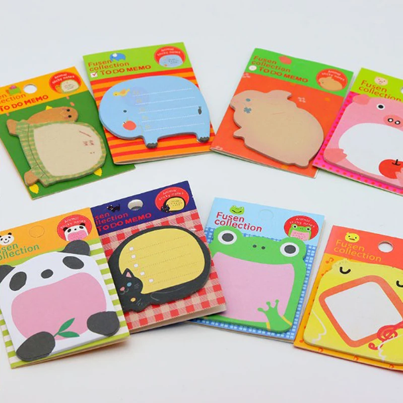 22pcs Cartoon Animals Cute Sticky Notes Note Paper segnalibro creativo autoadesivo Note Paper materiale scolastico messaggio Sticker