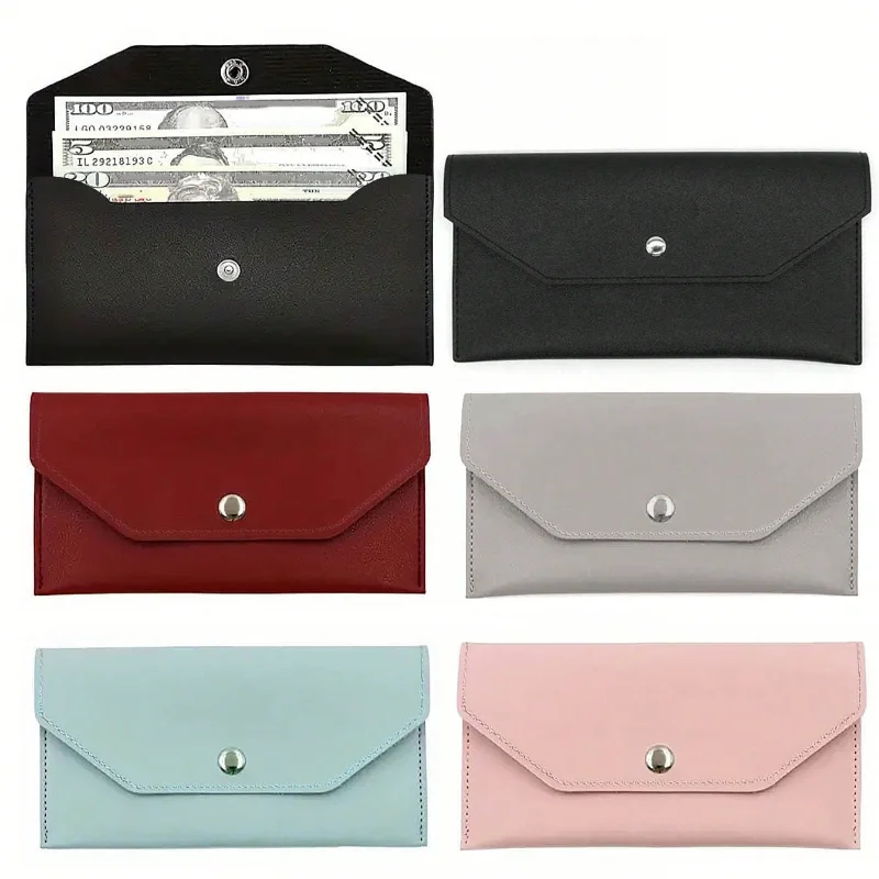 Minimalist PU Leather Long Wallet Ins Style Credit Card Holder Cash Storage Purse Card Bag for Men Women Daily Use