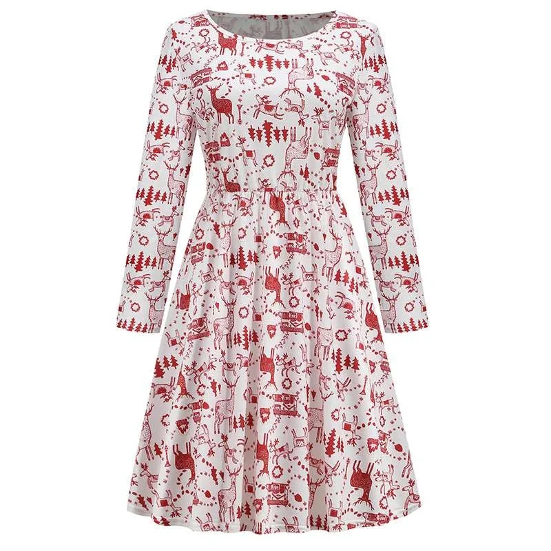 

Women's Long Knitted Dr Autumn Winter High Waist A-Line Skirt Cleanfit Sle 00% Linen Material Long Sve round Ne