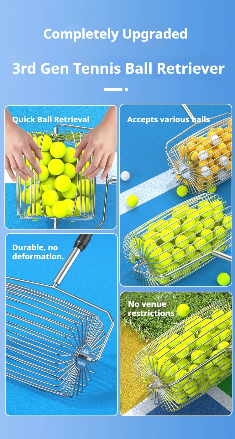 Luspeed Tennisball-Sammler der Dritten Generation, Ausziehbarer Ballsammler, Erhöhte Kapazität, Einfaches Aufsammeln von Bällen, Schnelles Aufheben von Bällen – Detail 2