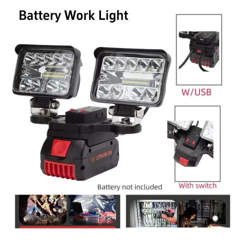 LED Work Light for BOSCH 18v Series Lithium Battery 2 headlights w/USB Camping Light Rechargeable   (Battery Not Included)