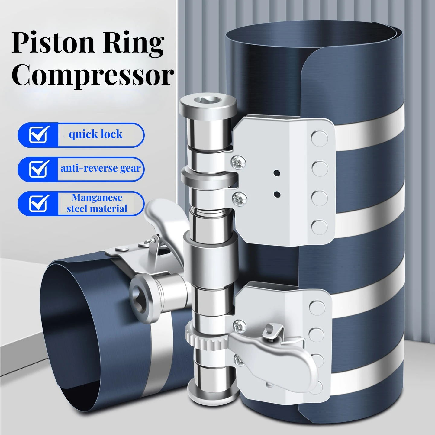 3/4/6 Inch Piston Ring Compressor Compress Pistons Ratcheting Lock Release Lever Slide Into Cylinder