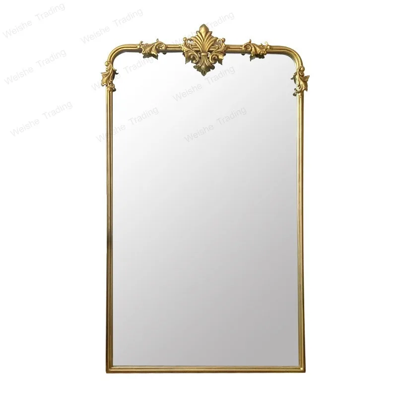French retro full-length mirror bedroom girls home cloakroom fitting European carved floor-to-ceiling  wall mirror