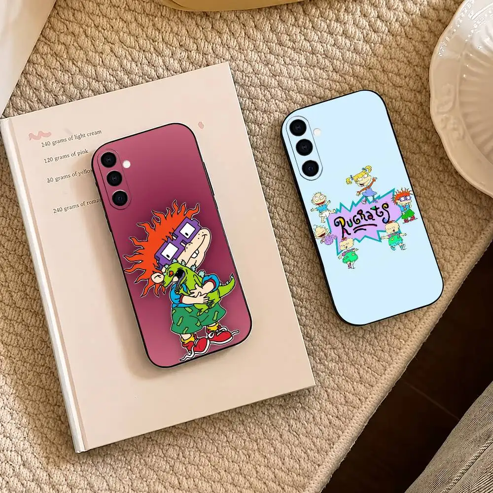 R-Rugrat Chuckie A-Angelica  Black Soft Silicone Phone Case for Samsung A73 20,21,22,31,32,52,53,72