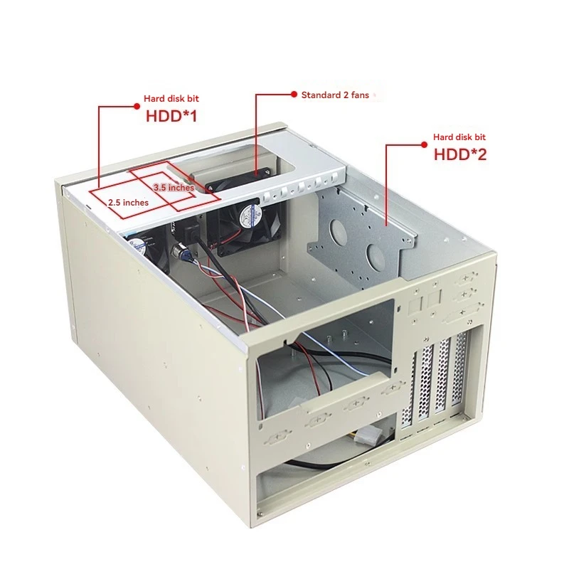 4 Slot Industrial Computer Box Wall Mounted Multi-serial Port MATX Motherboard ATX Large Power Laser Laser Small Host Server