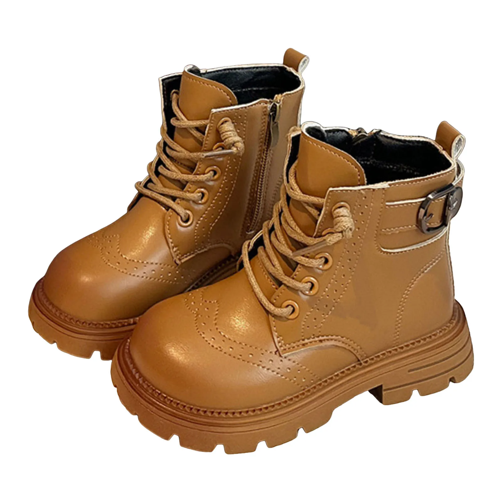 

Children's Boots Girls' Fashionable Casual Fleece Lined Children's Short Boots Artistic Retro Leather Boots Girls White Boots