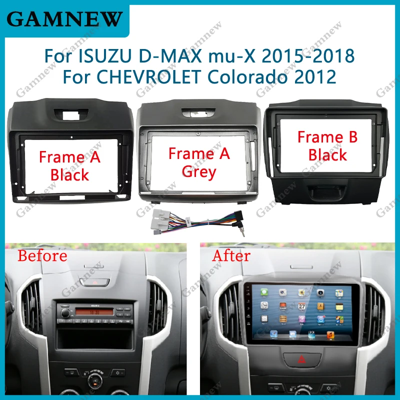 Adaptador Fascia de marco de coche, Kit de Panel de ajuste de Audio de Radio Android para Chevrolet S10, Colorado, Trailblazer, Isuzu, D-MAX, 9 pulgadas