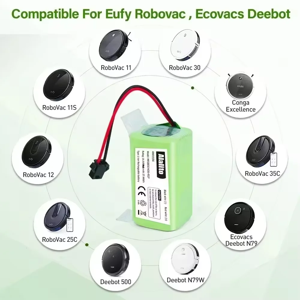 14.4V 6800mAh Replacement Battery for Conga 990 1090 Tesvor X500 Ecovacs Deebot N79 N79S DN622 Eufy RoboVac 11 11S RoboVac 30