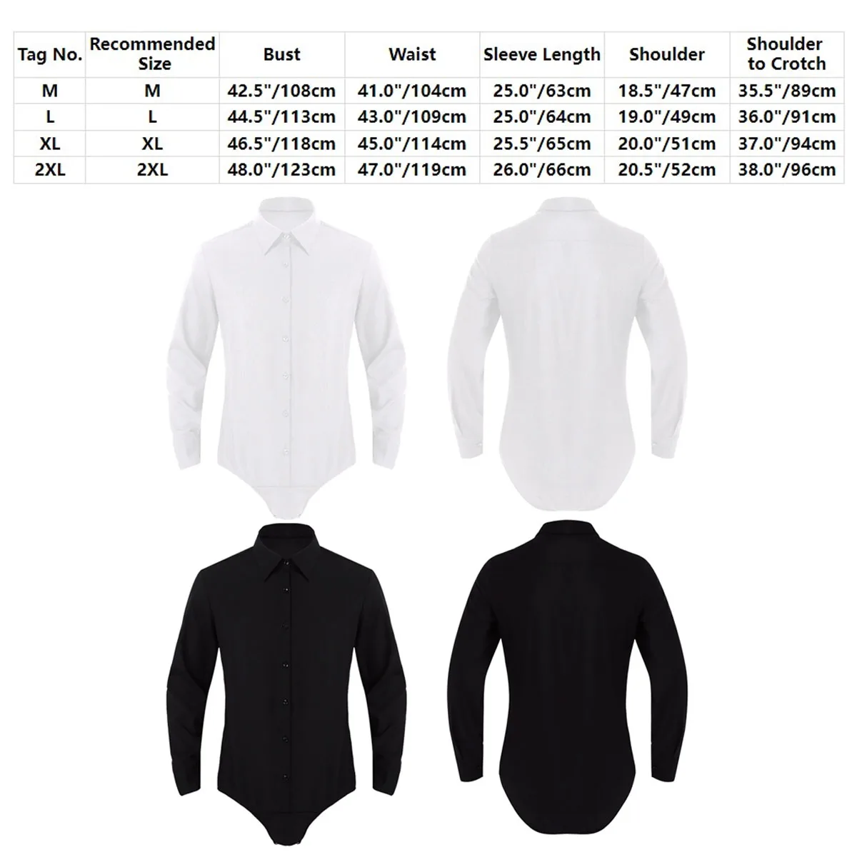 Mens Long Sleeve One-piece Dance Shirt Turn-down Collar Button Down Latin Modern Dance Bodysuit Shirt Tops Dance Costumes