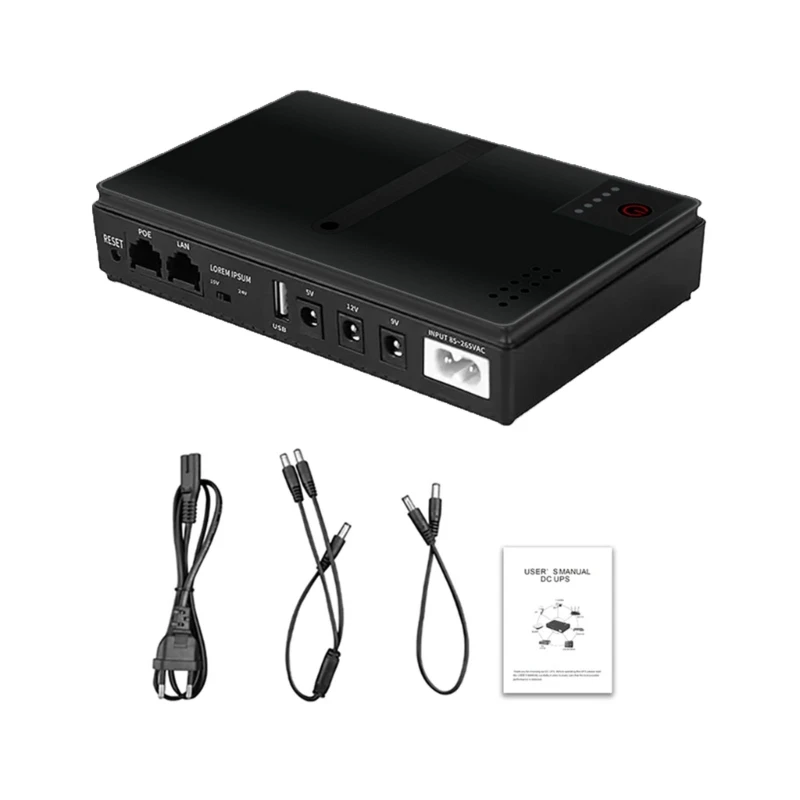 Compact UPS Battery Backup for House Router,Monitor,Security Camera Uninterrupted Power Supply with 10400mAh Capacity