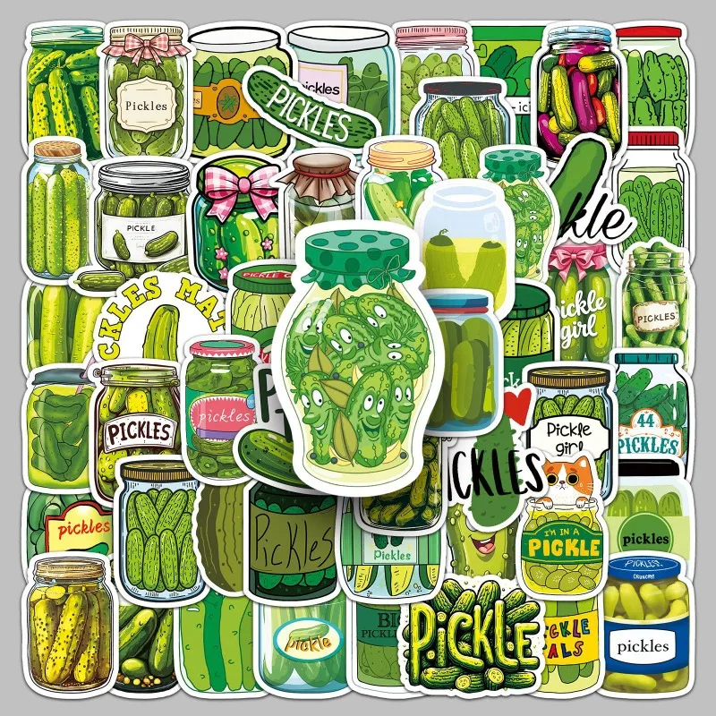 

50, маринованные наклейки на огурец, креативные зеленые маринованные огурцы, водонепроницаемые украшения, материал для карт Goo, ручные капельные наклейки