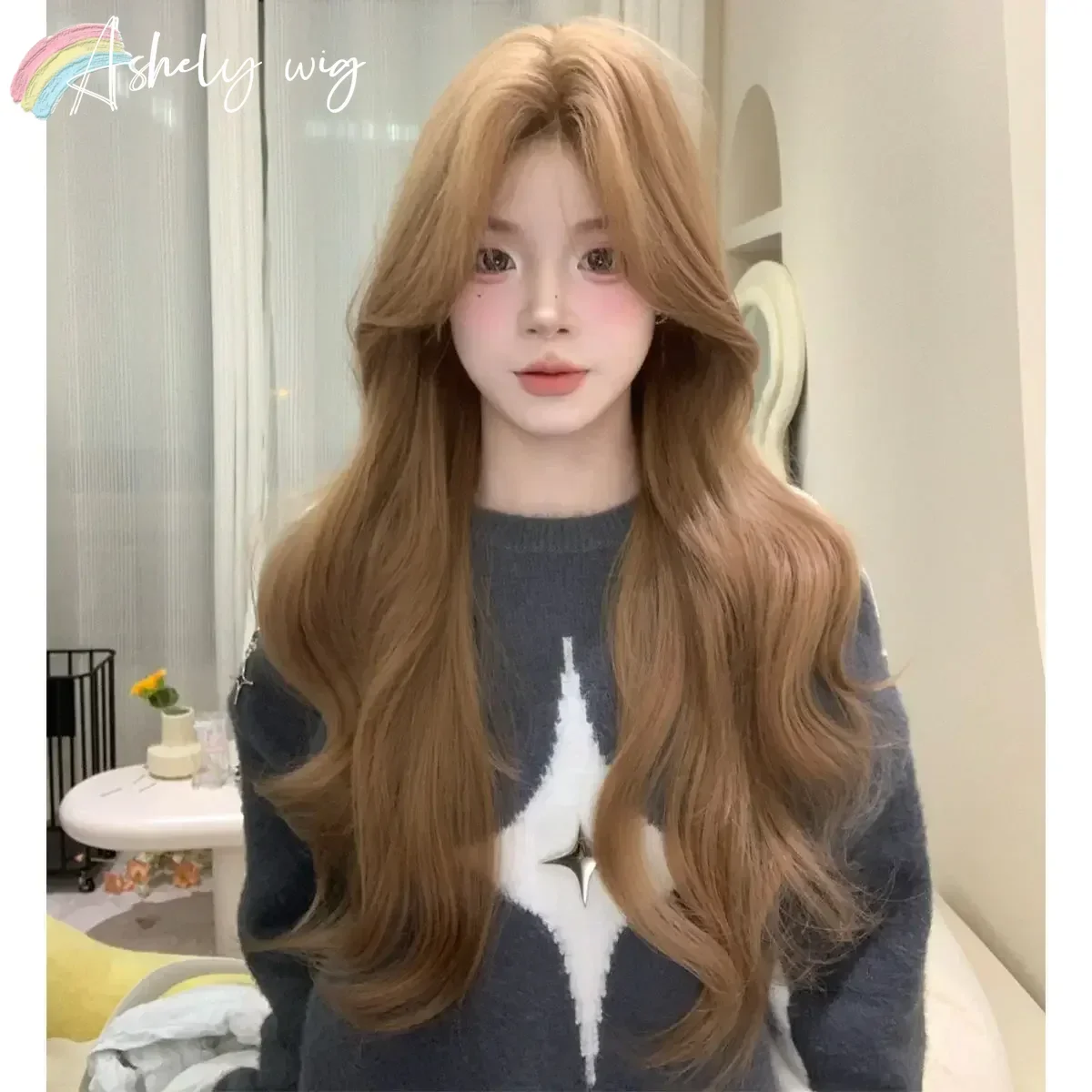 Ashely Wigs for Women Long Wavy Honey Brown Wig Lace Front 26inch Cospaly Body Wave Lace Front Wigs Synthetic Wig High Quality