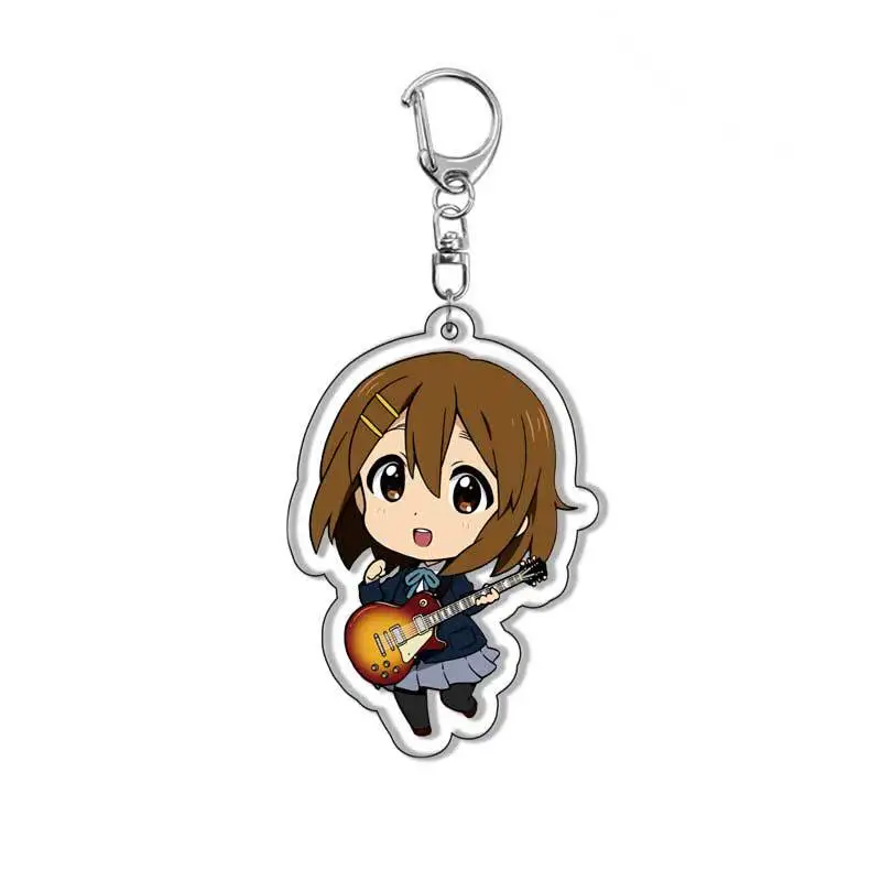 K-ON! Keychain Hirasawa Yu Akiyama Mio Tainaka Ritsu Double Sided Cartoon Printed Acrylic Pendant Keyring Accessory Prop