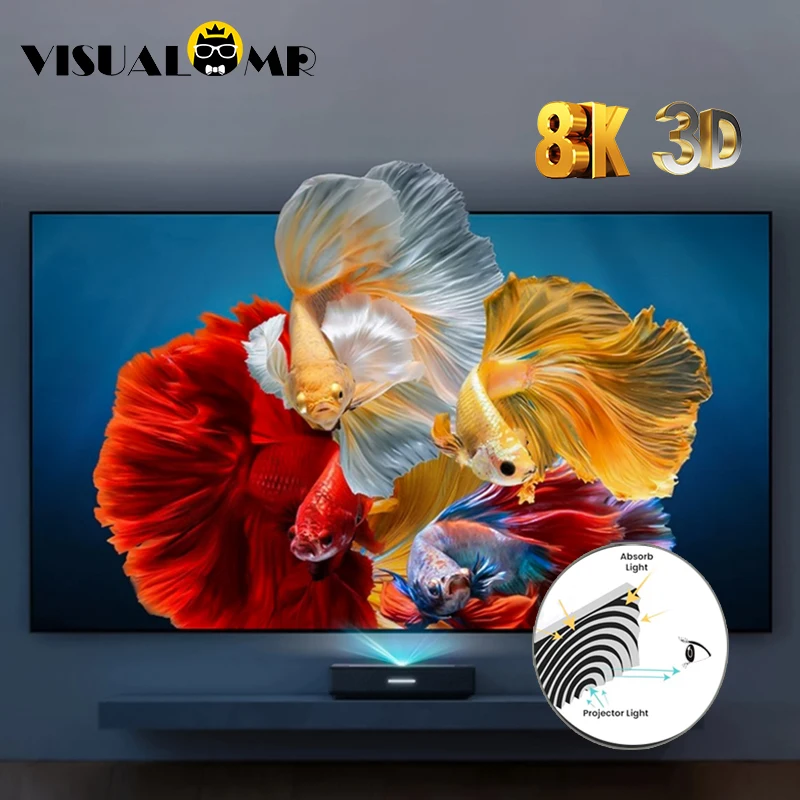 VisualMr Fresnel 5.0 Pro UST ALR Projection Screen 1CM Fixed Frame 4K 8K Ambient Light Rejecting for Ultra Short Lazer Projector
