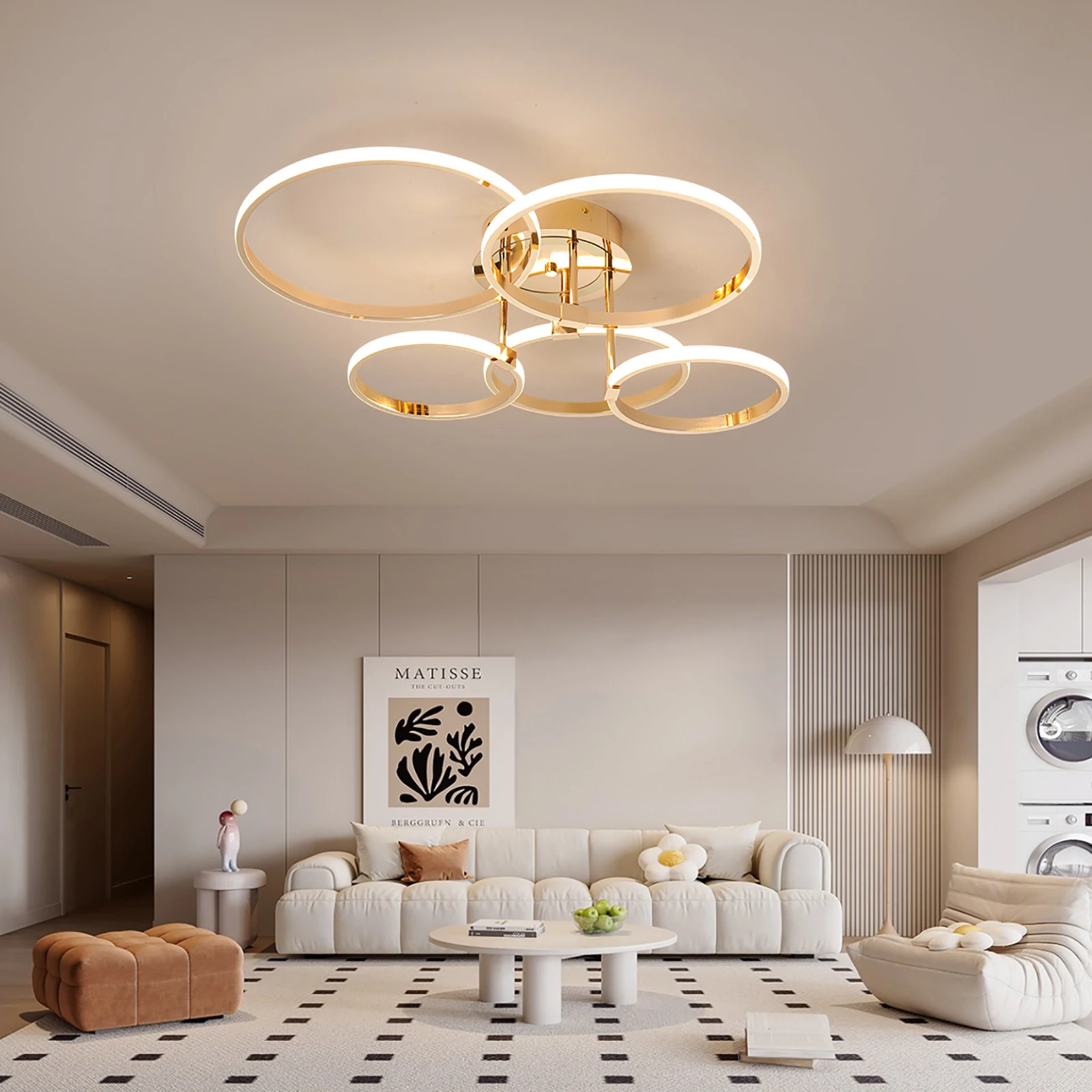 Modern Led Ceiling Light Gold/Chrome Dimmable Led Chandelier For Living Bedroom Kitchen 4-6 Ring Ceiling Chandelier lustres