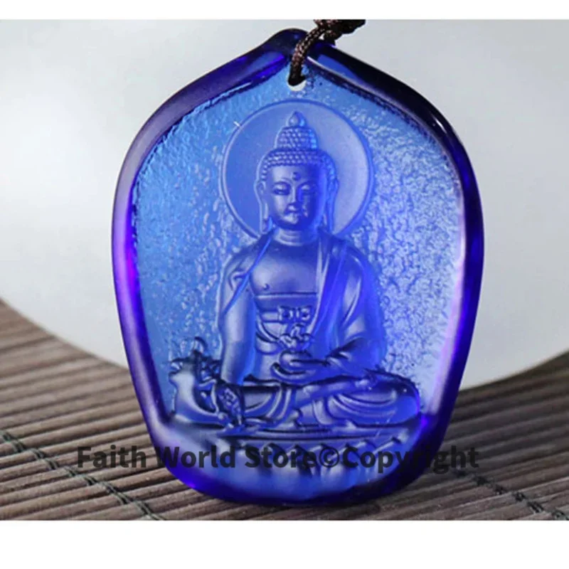 GOOD LUCK pocket efficacious Mascot Bless Safe luck Green Tara Pharmacist Medicine Buddha Crystal Pendant Buddhist Amulet