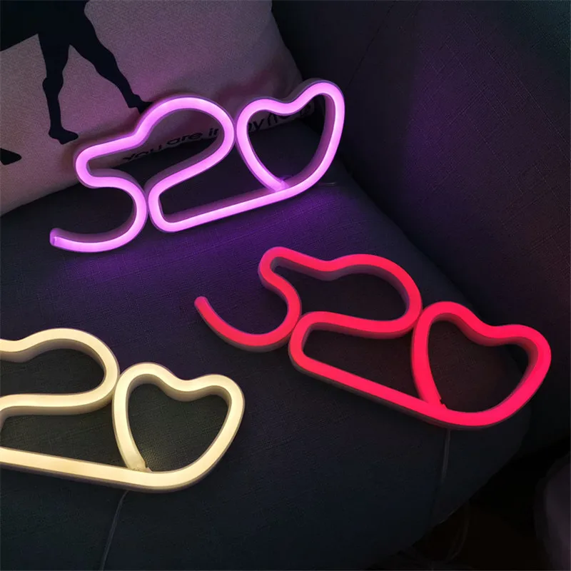 

520 светодиодный неоновый светильник Love с питанием от USB/батарейки, светодиодный светильник для украшения спальни, комнаты, подарок, ночник, украшение для вечеринки, праздника
