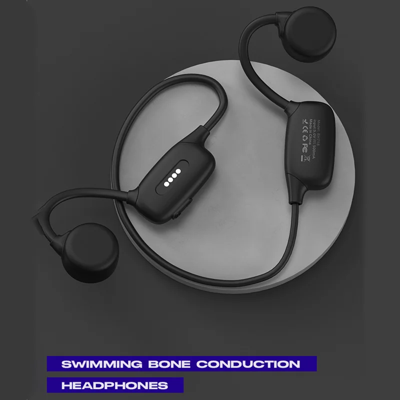 DMOOSTER BH718 iPX8 level swimming waterproof Bluetooth earphones with bone conduction ear hook magnetic charging 32GB memory fo