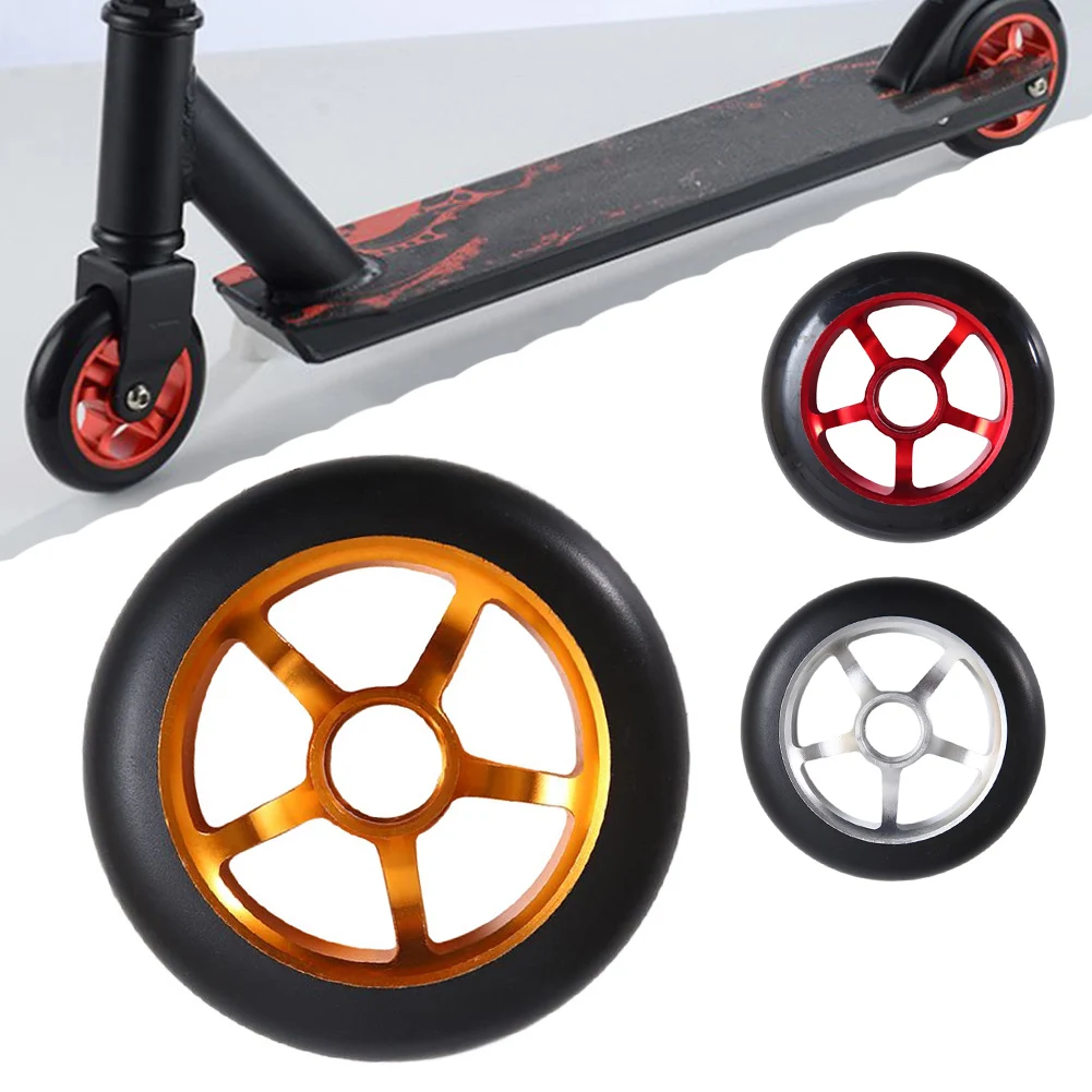 100mm Pro Scooter Wheels With Bearings Aluminum Alloy Hub High Elasticity Hub Wheel For Kickscooter Scooter Speed Skating Wheel