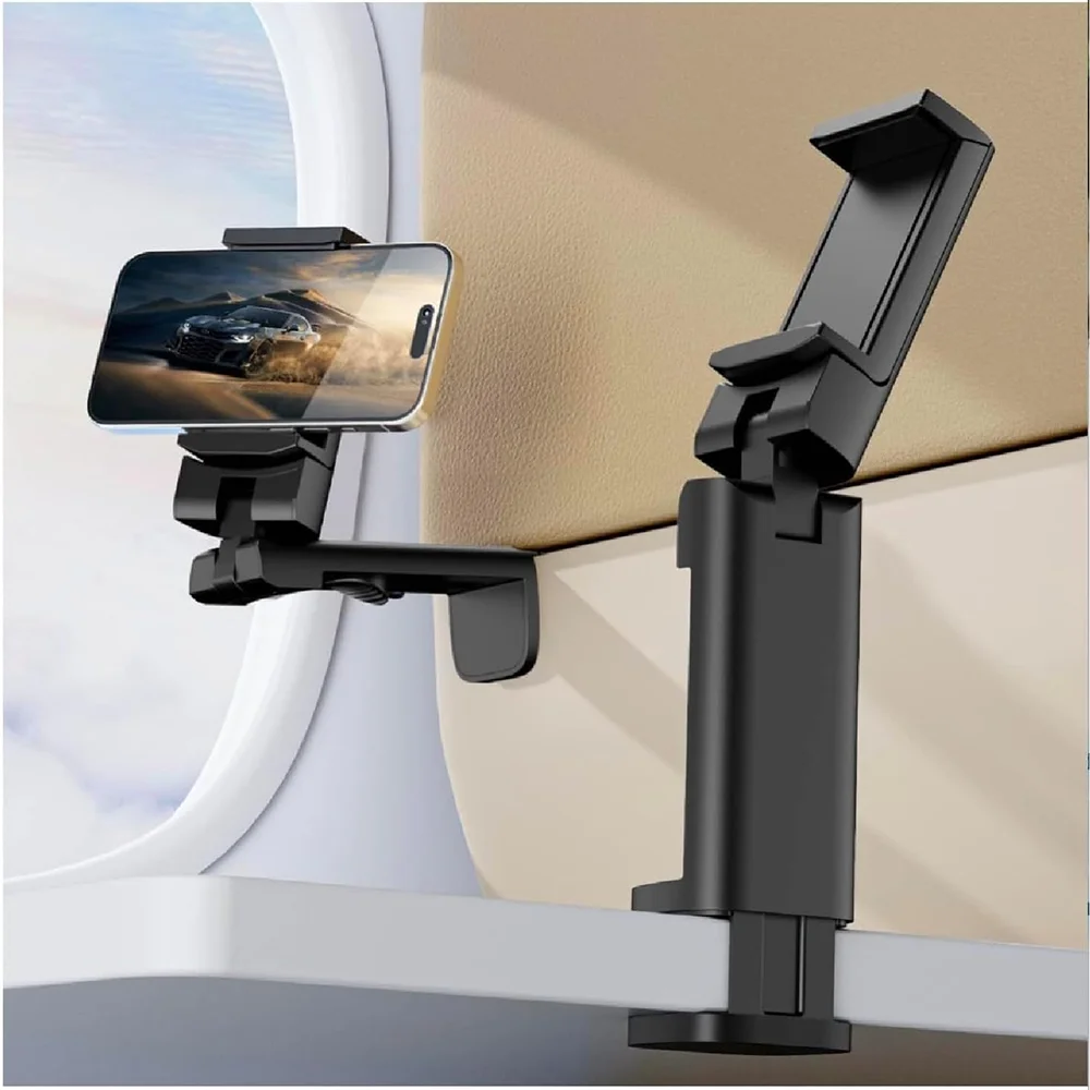 Suporte de Celular para Avião, Essencial para Viagens de Longa Distância, Bandeja de Mesa Compacta e Durável com Grampo Automático de Mola