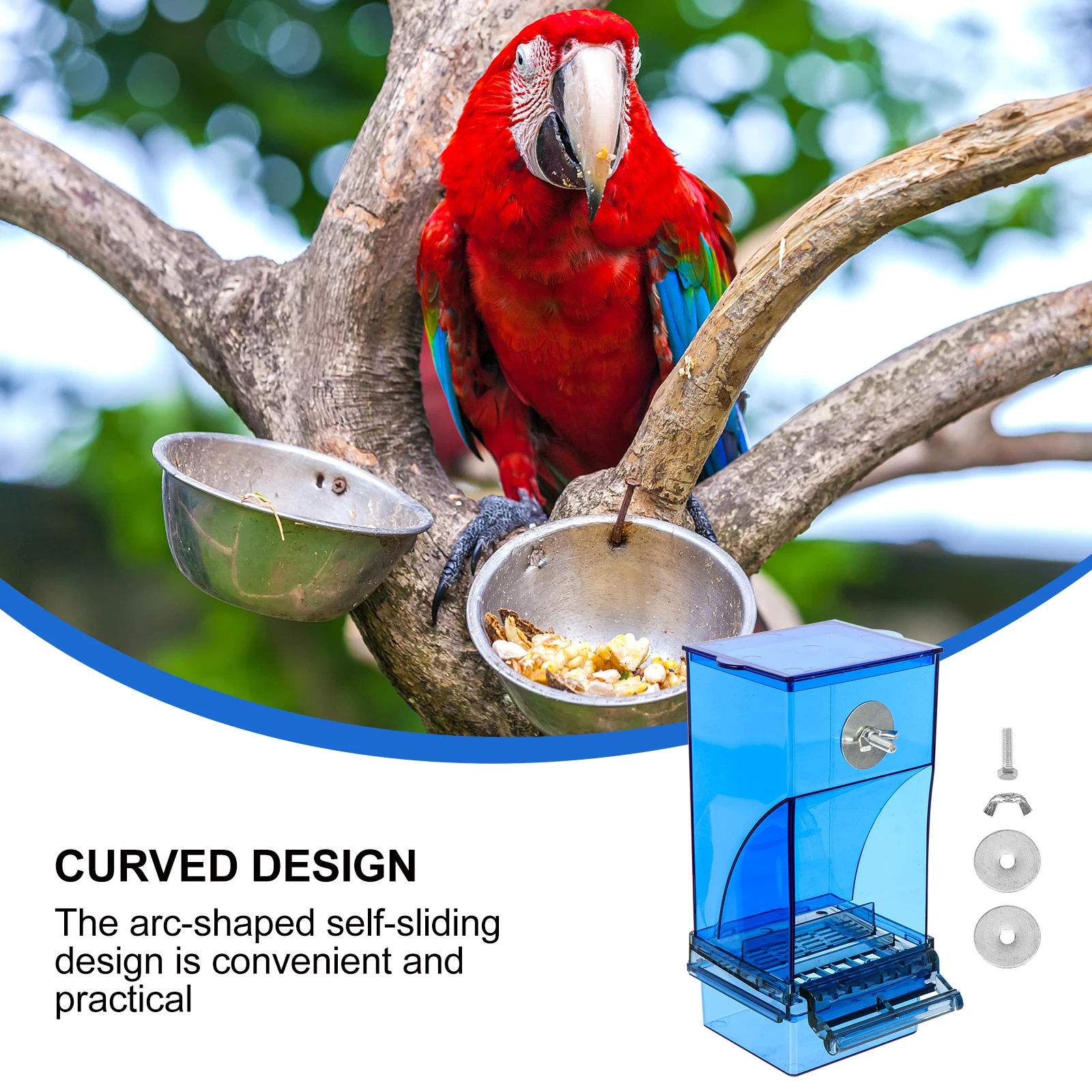 

Automatic Feeder Bird Acrylic Supply Parrot Food Box Pet Convenient Feeding Tool
