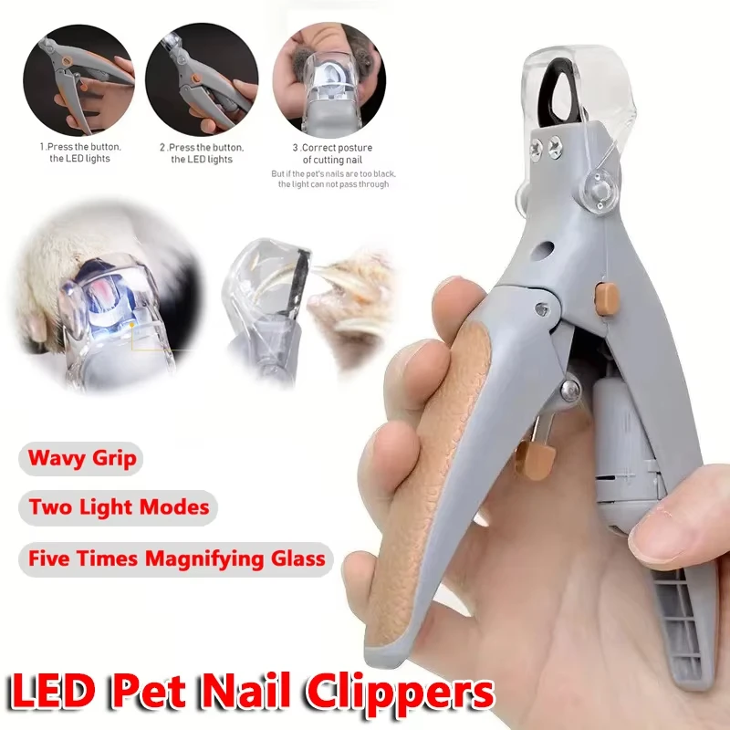 1PCS Cortador de Unhas LED para Animais de Estimação com Luz, Tesoura de Tosa para Cães e Gatos para Cuidados Simples e Seguros com as Garras