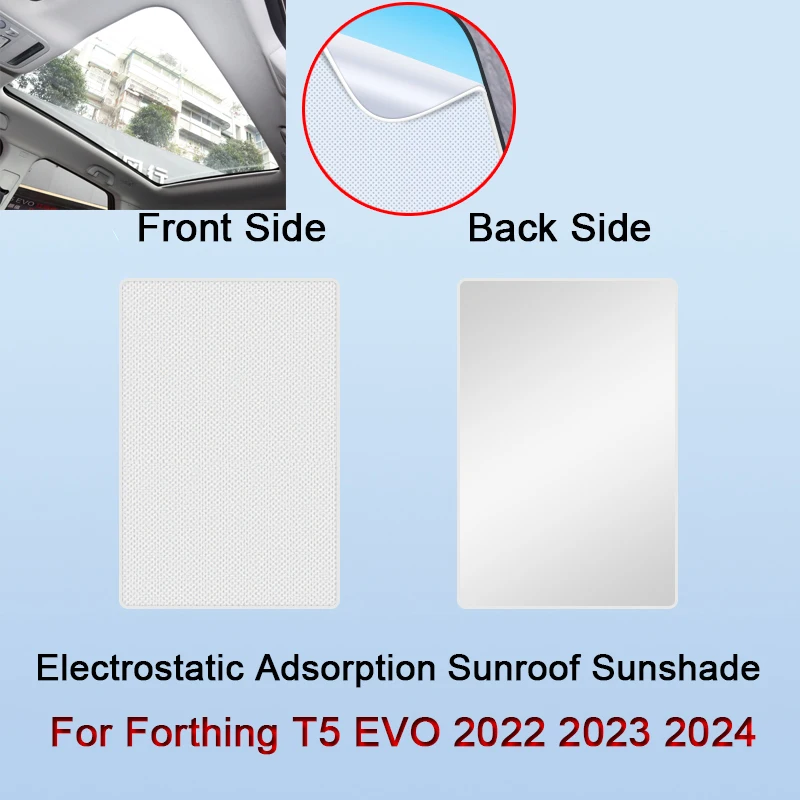 For Forthing T5 EVO 2022 2023 2024 Electrostatic Adsorption Car Roof Sunshade Skylight Blind Shading Windshield Sunroof Cover