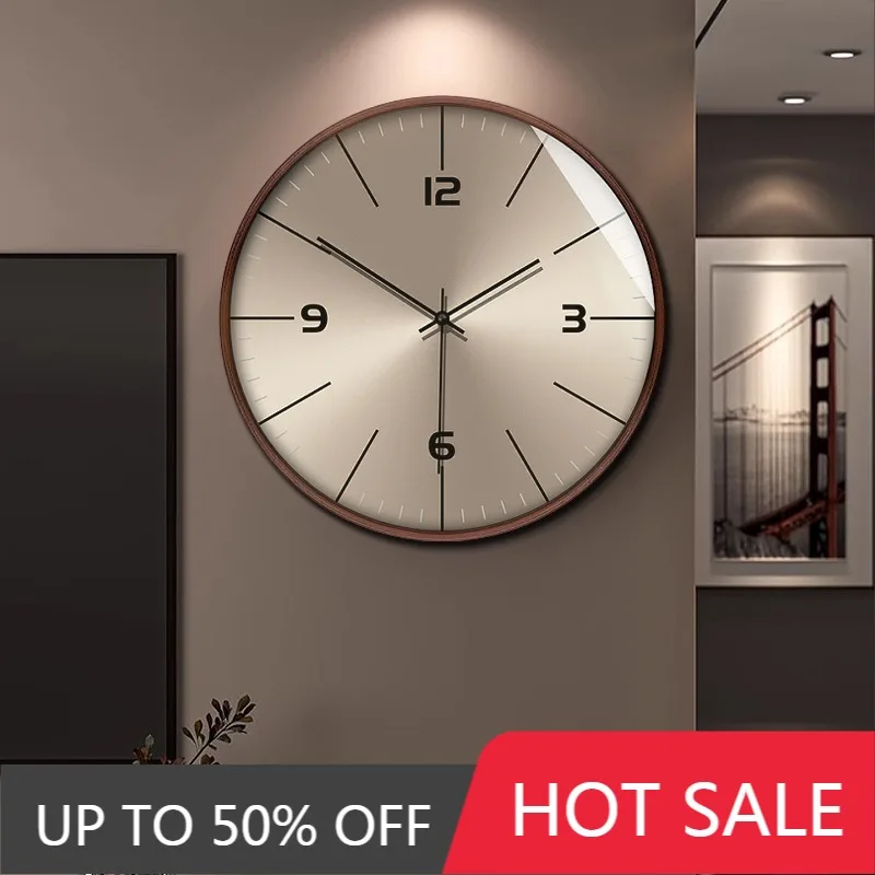 Solid Wood Wall Clock Silent Bedroom Wall Clocks Minimalist Modern Living Room Quartz Watch Luxury Noiseless Vintage Home Decor