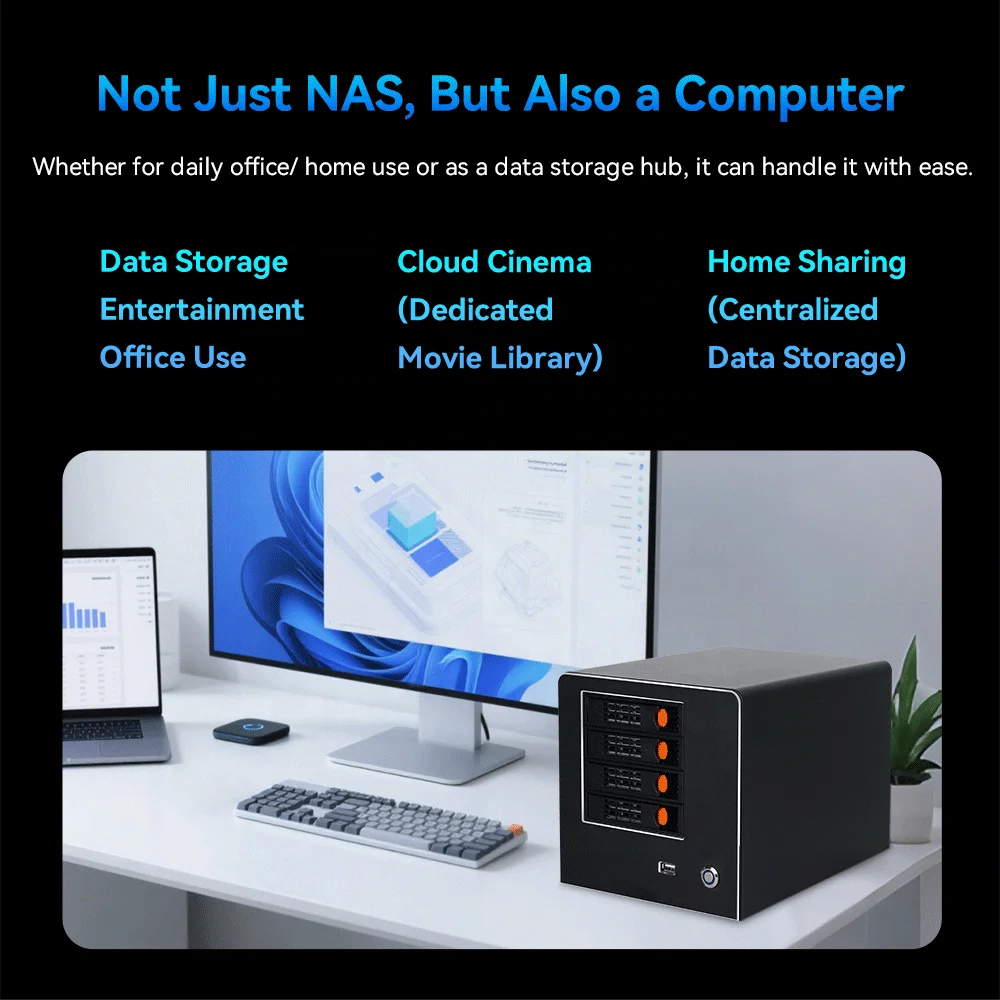 4/6/8 SATA 베이 NAS 미니 PC 인텔 N100 N150 2.5G I226V 10G AQC 3LAN 이더넷 RAID 네트워크 연결 저장소 서버 썸네일 3