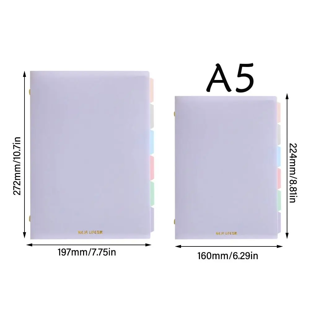 Soft A5 Binder Notebook with Pastel Index Divider Refillable Ledger Inner Page Pastel Color Removable Loose Leaf Notebook