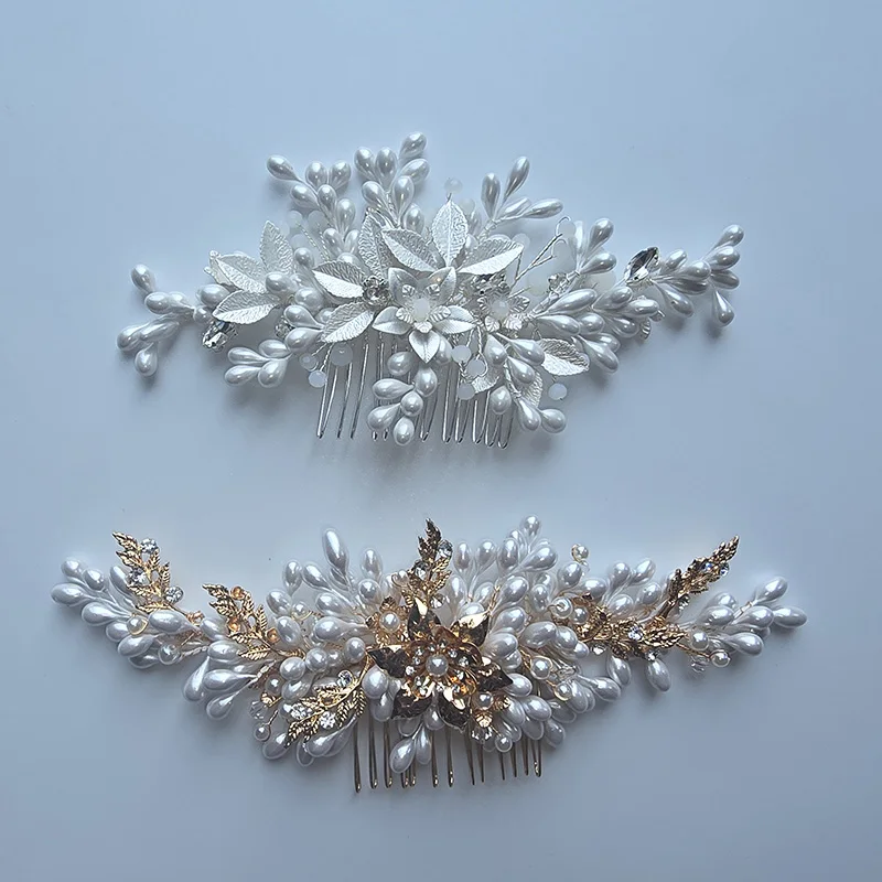 

SLBRIDAL Handmade Ins Style Porcelain Flower Bridal Hair Comb Wedding Headdress Hair Accessories Bridesmaids Women Girls Jewelry