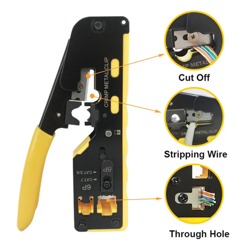 Cat7 Cat6A RJ45 Crimper Hand Network Tools Pliers RJ12 Cat5E Cat6 8P8C Cable Stripper Pressing Clamp Tongs Clip Multi Function