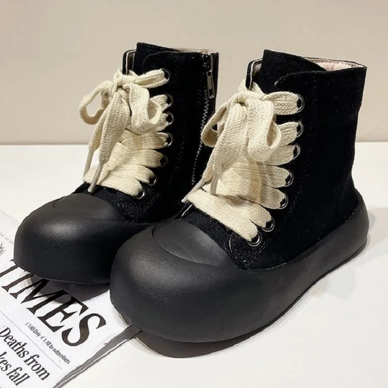 Chaussures montantes en toile pour enfants, baskets décontractées à semelles souples, avec fermeture éclair, pour garçons et filles, nouvelle collection printemps automne