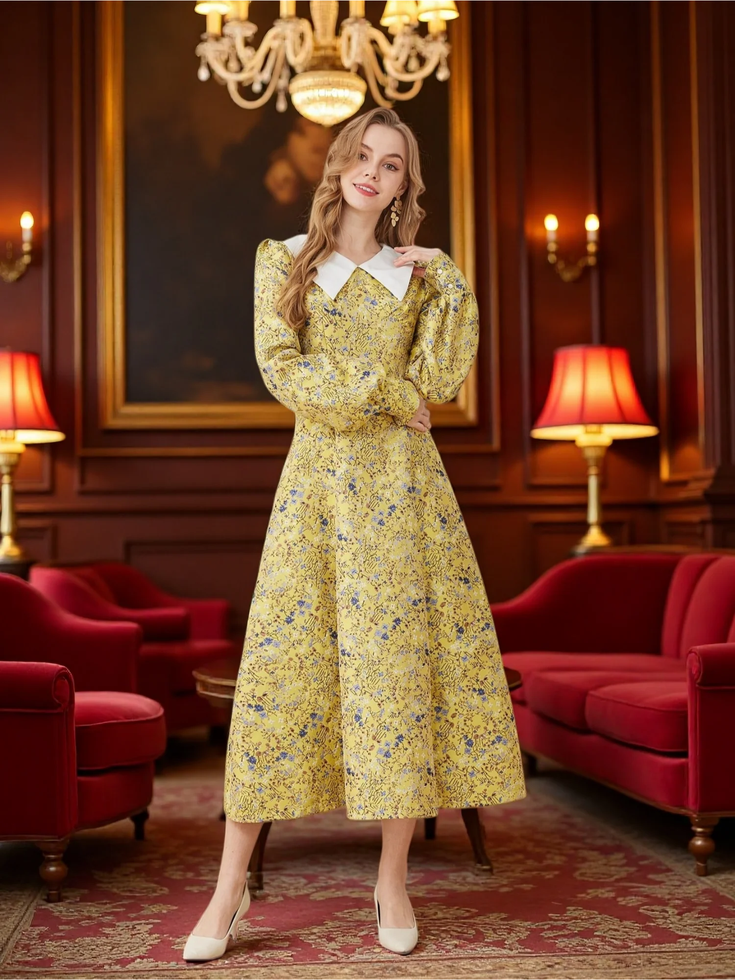 

DEVCHATA осень/зима новый стиль французское элегантное ретро банкетное вечернее платье для свадебных гостей длинное платье