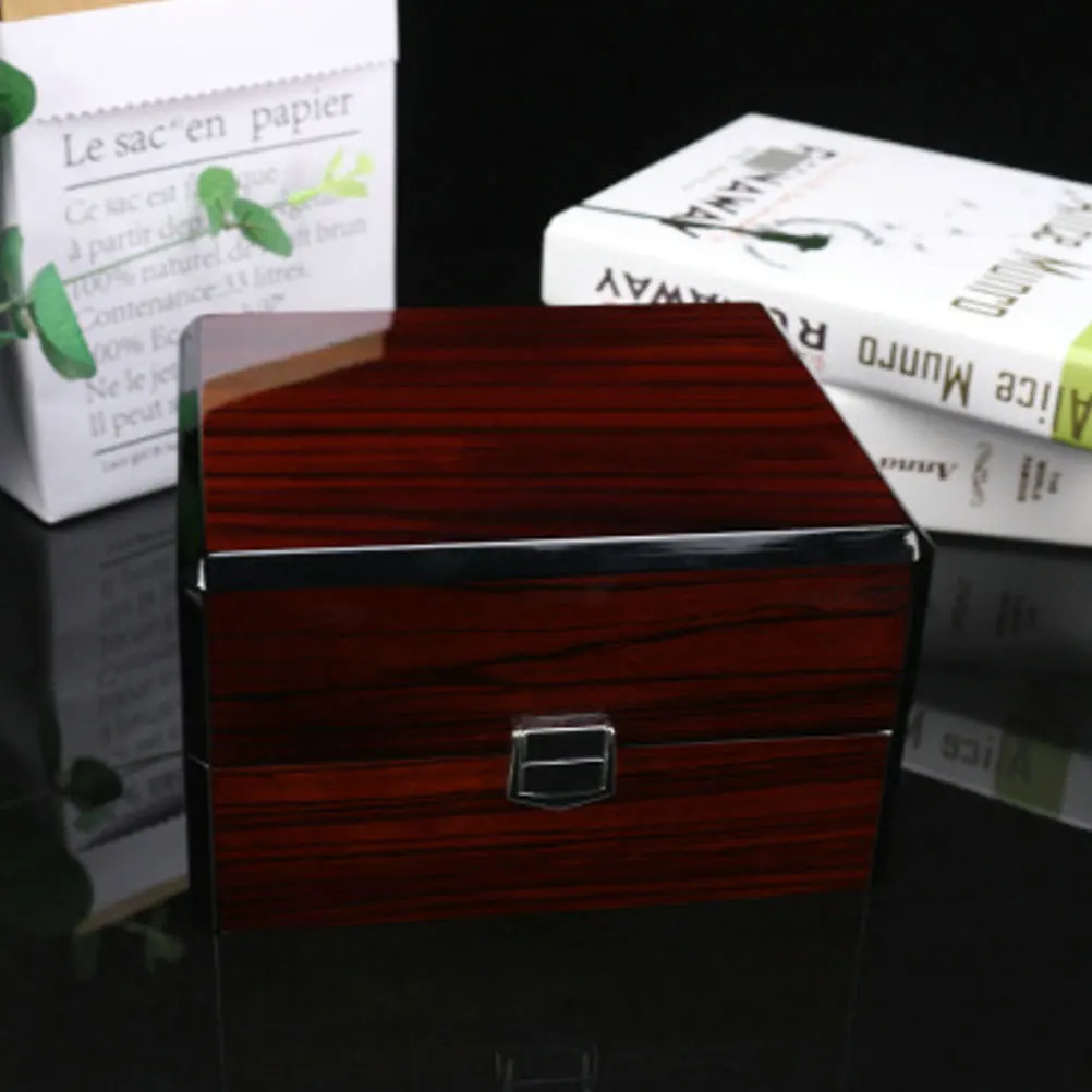 

Wooden Watch Display Box Luxury Storage Case Removable Pillow Organizer Jewelry Holder Business Use Aluminum Alloy Latch