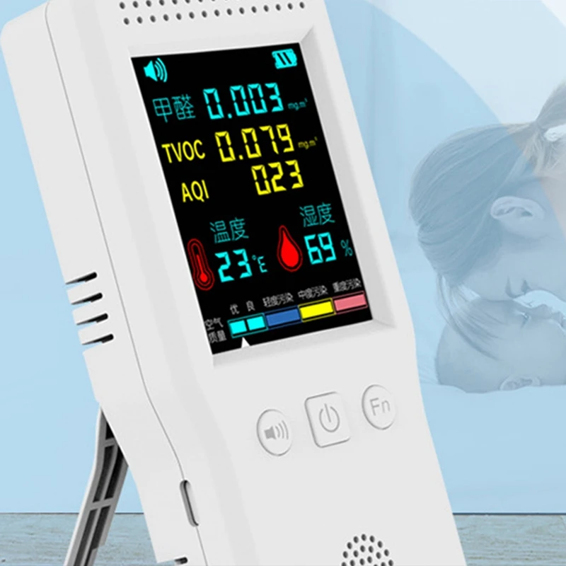 Co2 Meters Air Quality Detector Air Quality Detector PM2.5 PM10 HCHO TVOC CO2 With Backlight LCD Color Display