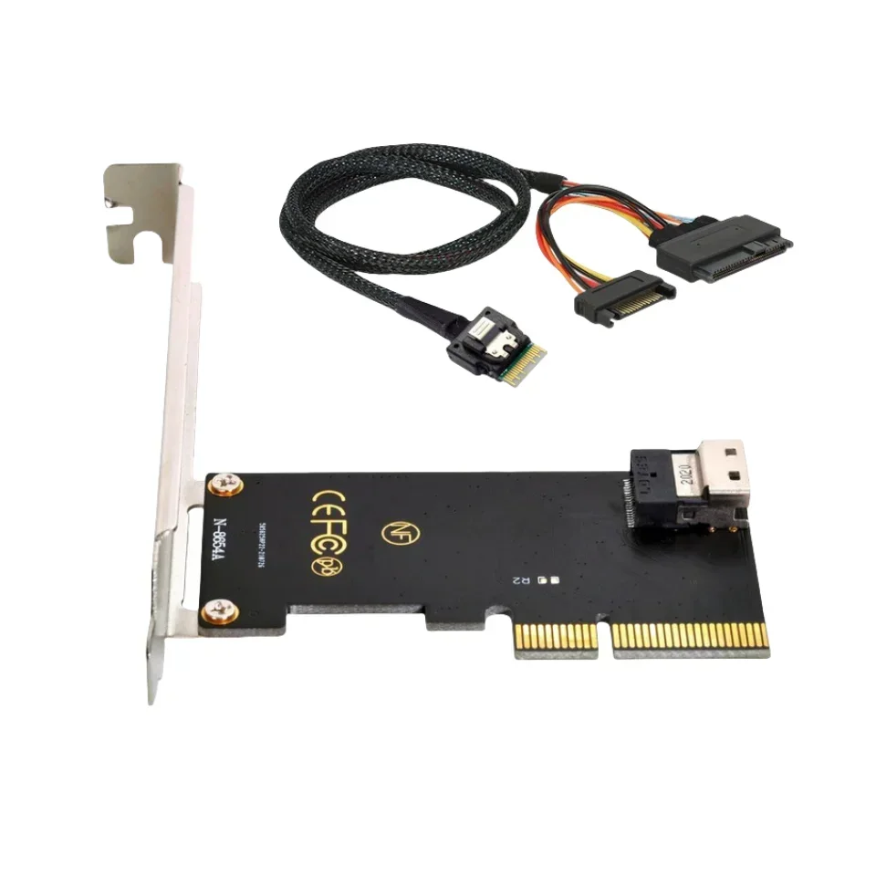 بطاقة تحويل محول PCIe 3.0 X4 إلى Slimline SAS (SFF-8654) إلى SSF-8639 SF-025 مع بروتوكول NVMe لمحرك الحالة الصلبة SSD