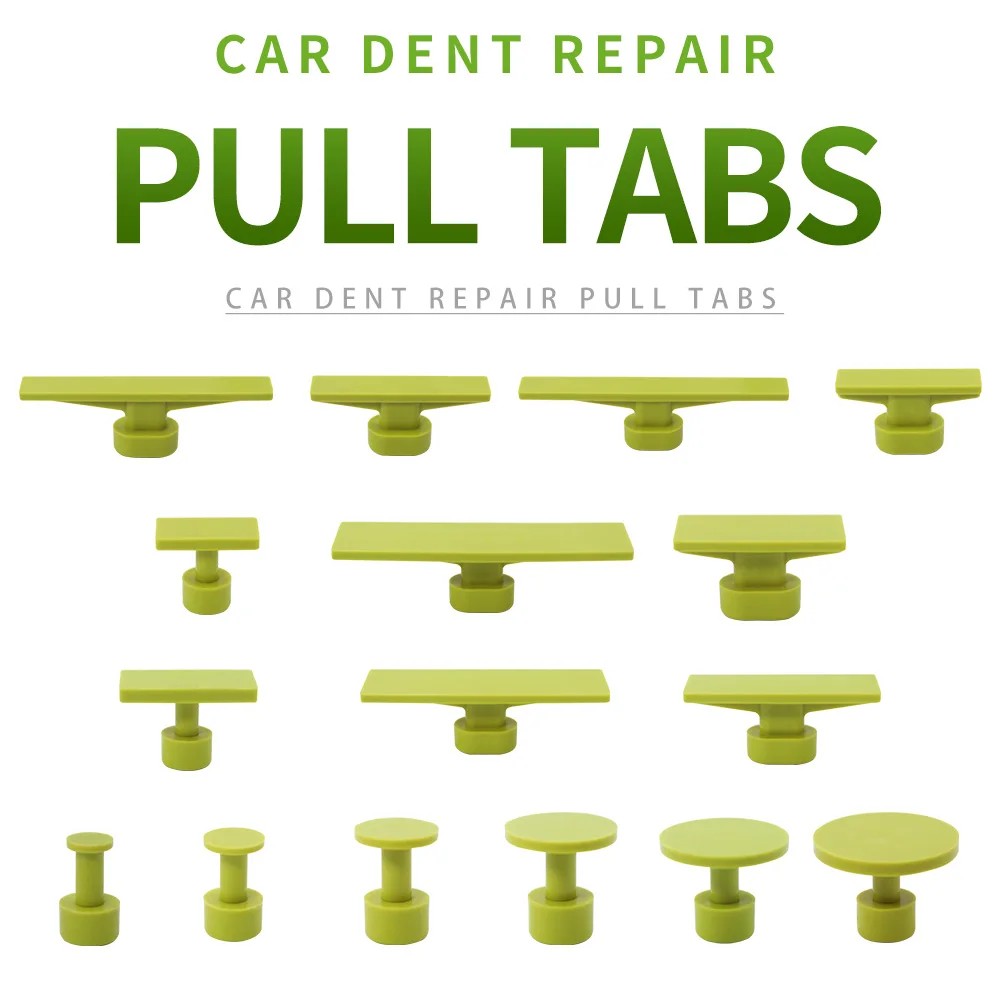 16Pcs Paintless Car Body Dent Removal Pulling Tabs Compatible With T Slide Hammer Metal Surface Automobile Dent Repair Tools